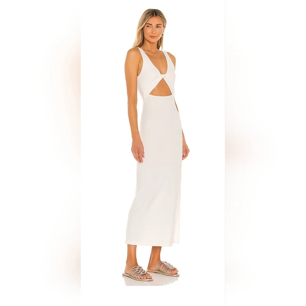 NWT L'Space Nico cut-out midi dress in cream size medium - Picture 2 of 14